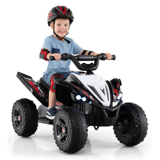12V Kids Ride On ATV 4-Wheeler Quad with LED Lights and 7 mph Max Speed-Black