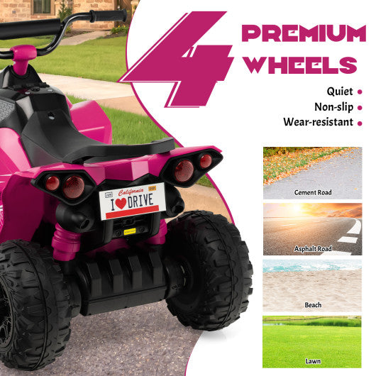 12V Kids Ride On ATV with High/Low Speed and Comfortable Seat-Pink