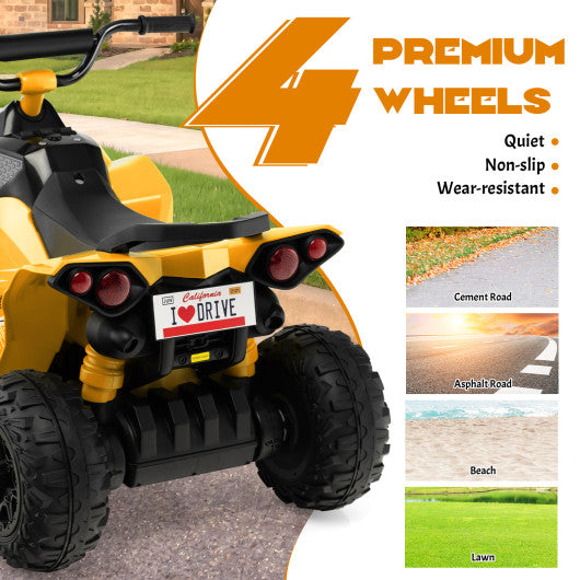 12V Kids Ride On ATV with High/Low Speed and Comfortable Seat-Yellow