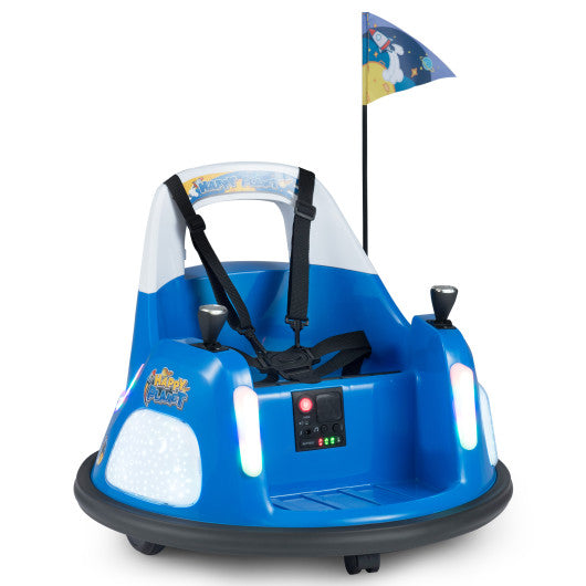 12V Kids Ride On Bumper Car with Remote Control and Flashing Lights-Blue