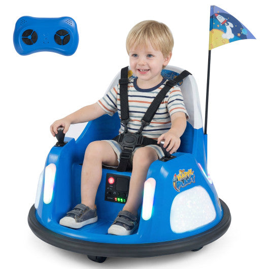 12V Kids Ride On Bumper Car with Remote Control and Flashing Lights-Blue