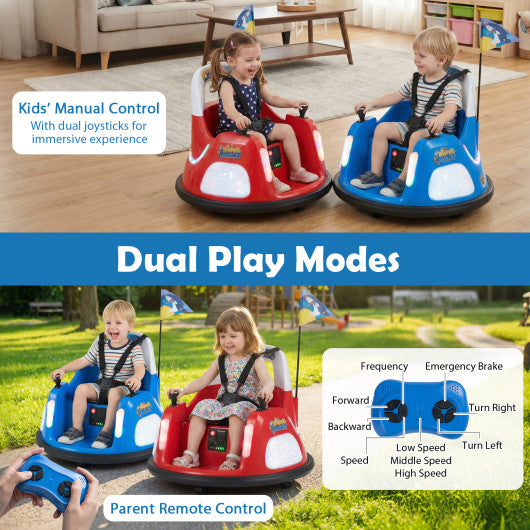 12V Kids Ride On Bumper Car with Remote Control and Flashing Lights-Blue