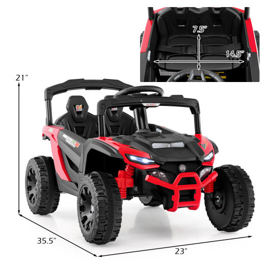12V Kids Ride On Car UTV Electric Vehicle with LED Lights Music and Horn-Red