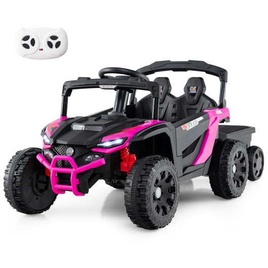 12V Battery Powered Ride On Tractor with Parent Remote Control-Black and Pink