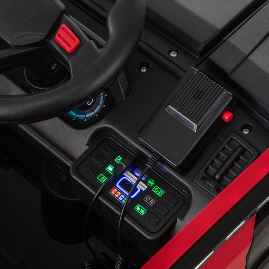 12V Kids Ride on Fire Truck 2-Seater with Remote Control and Water Gun-Red