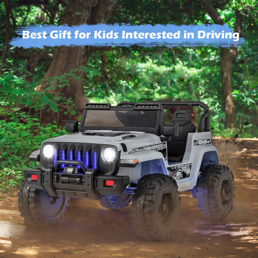 12V Kids Ride-on Jeep Car with 2.4 G Remote Control-Gray