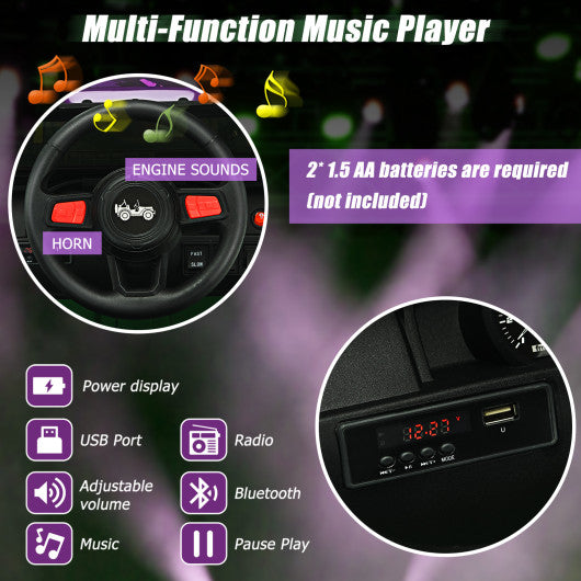 12V Kids Ride-on Jeep Car with 2.4 G Remote Control-Purple