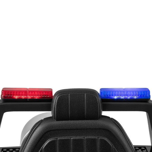 12V Kids Ride on Police Car with Remote and Siren Flashing Lights-White