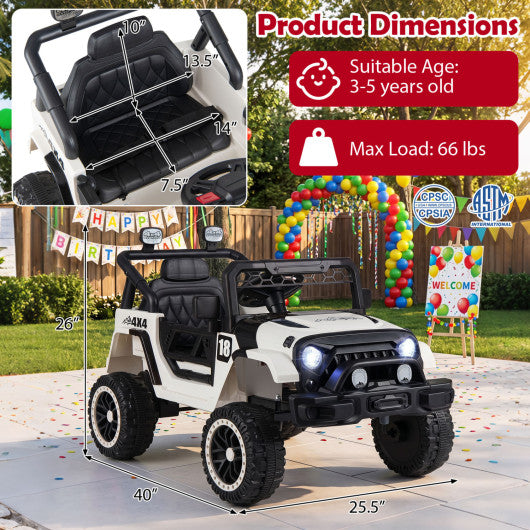 12V Kids Ride on Truck with Remote Control and 3 Speeds-Black