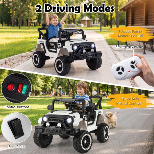 12V Kids Ride on Truck with Remote Control and 3 Speeds-Black