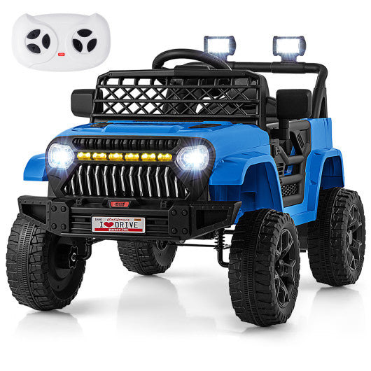 12V Kids Ride on Truck Car with Parental Remote and Music Player-Navy