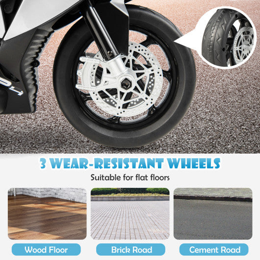 12V Licensed BMW Kids Motorcycle Ride-On Toy for 37-96 Months Old Kids-White