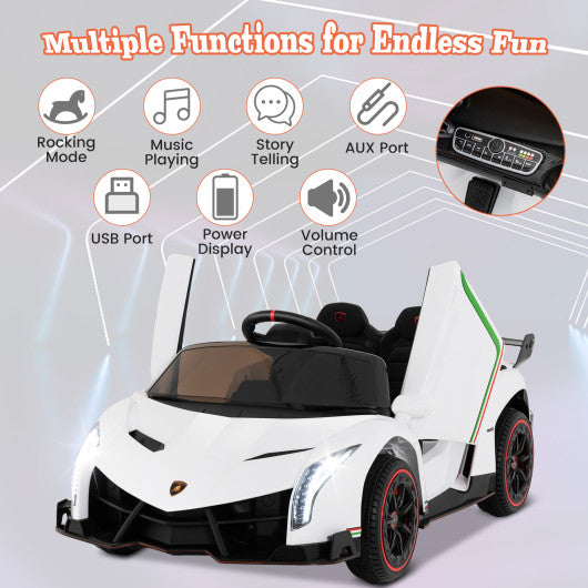 12V Licensed Lamborghini 4WD Kids Ride-on Sports Car with 2.4G Remote-White