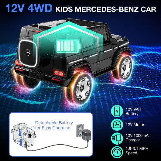 12V Licensed Mercedes-Benz EQG Kids Ride On Car with Remote Control-Black