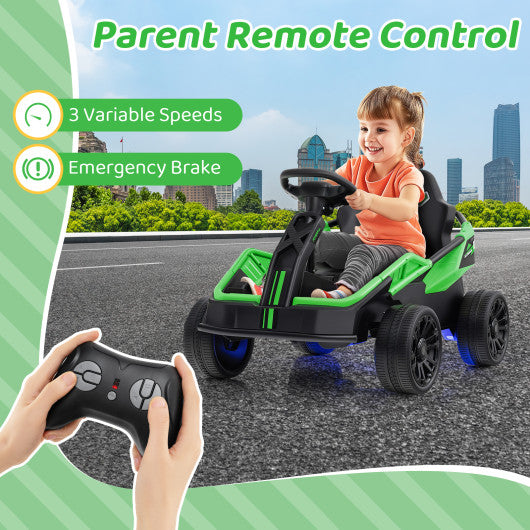 12V Ride on Car Electric UTV with Remote and Music for Big Kids-Green