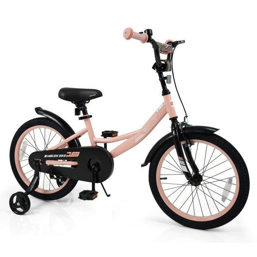 12/14/16/18 Inch Kids Bike Adjustable with Removable Training Wheels Pink for 3-8 Years Old-18 inches
