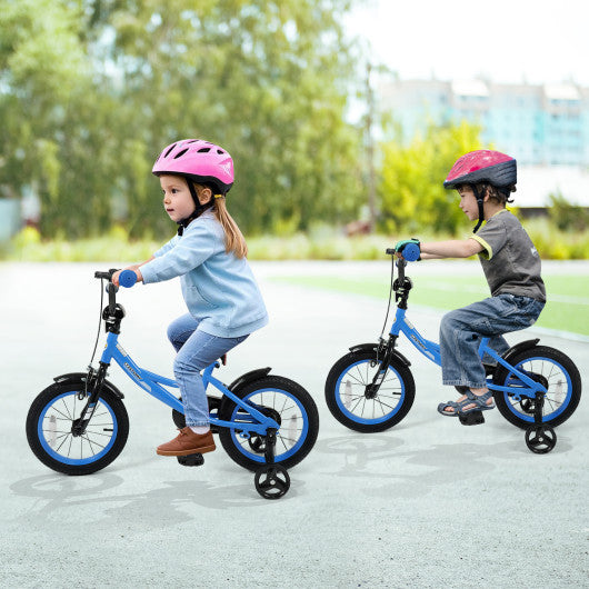 12/14/16/18 Inches Kids Bike with Removable Training Wheels and Adjustable Seatfor 3-8 Years Old Navy-14 inches