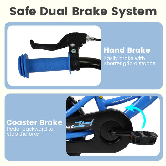 12/14/16/18 Inches Kids Bike with Removable Training Wheels and Adjustable Seatfor 3-8 Years Old Navy-14 inches