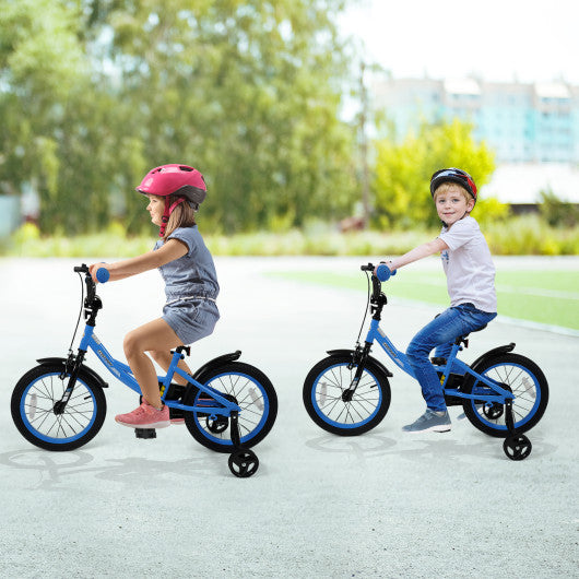 12/14/16/18 Inches Kids Bike with Removable Training Wheels and Adjustable Seatfor 3-8 Years Old Navy-16 inches
