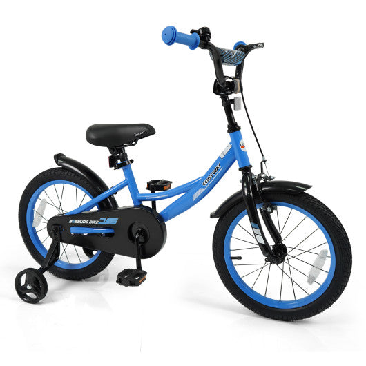 12/14/16/18 Inches Kids Bike with Removable Training Wheels and Adjustable Seatfor 3-8 Years Old Navy-16 inches