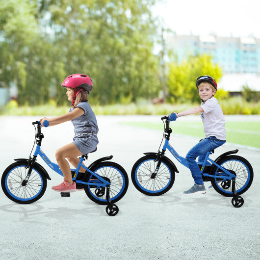 12/14/16/18 Inches Kids Bike with Removable Training Wheels and Adjustable Seatfor 3-8 Years Old Navy-18 inches