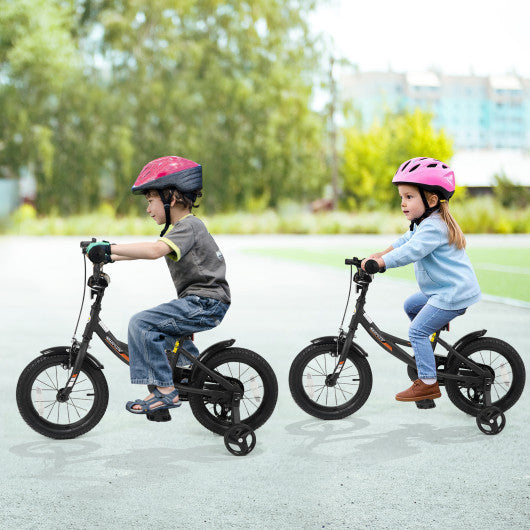 12/14/16/18 Inches Kids Bike with Removable Training Wheels and Adjustable Seatfor 3-8 Years Old Black-14 inches