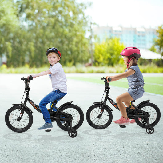 12/14/16/18 Inches Kids Bike with Removable Training Wheels and Adjustable Seatfor 3-8 Years Old Black-16 inches