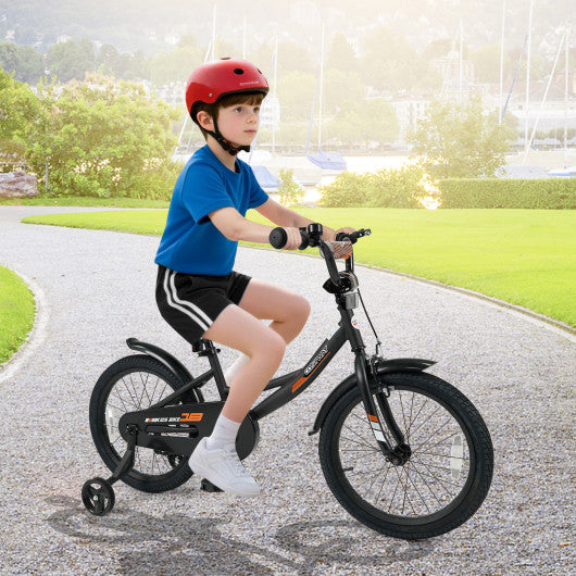 12/14/16/18 Inches Kids Bike with Removable Training Wheels and Adjustable Seatfor 3-8 Years Old Black-18 inches