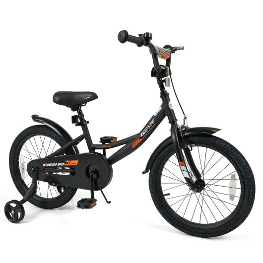 12/14/16/18 Inches Kids Bike with Removable Training Wheels and Adjustable Seatfor 3-8 Years Old Black-18 inches