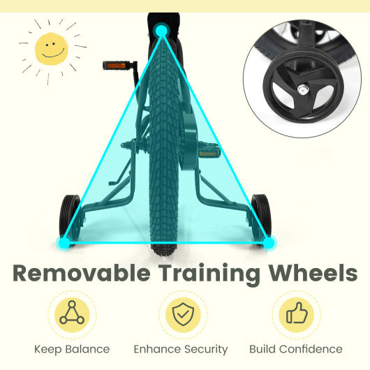 12/14/16/18 Inches Kids Bike with Removable Training Wheels and Adjustable Seatfor 3-8 Years Old Black-18 inches