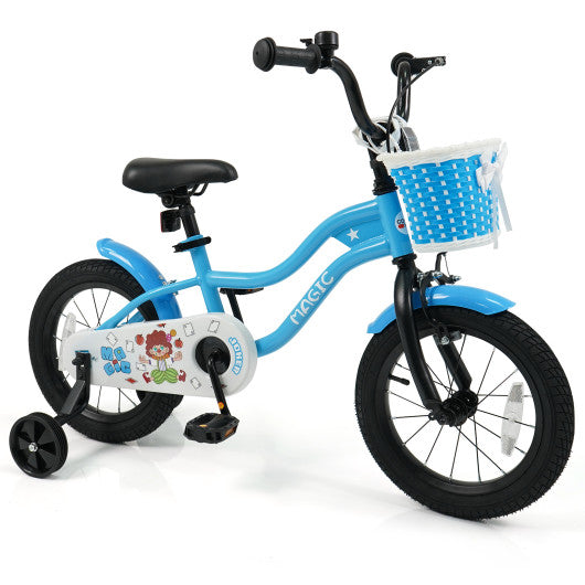 12/14/16 Inch Kids Bike with Training Wheels and Basket Navy Color-14