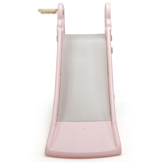 3-in-1 Kids Climber Slide Play Set with Basketball Hoop and Ball-Pink