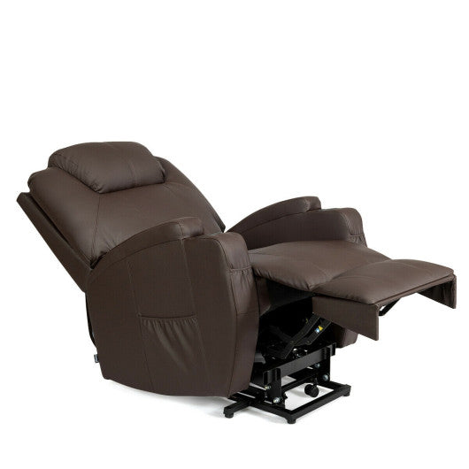 Power Lift Recliner Chair with Massage and Heat for Elderly with Remote Control-Brown