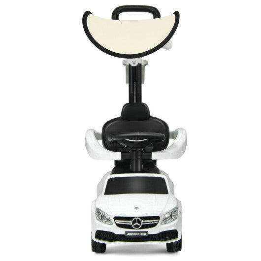 3-in-1 Ride on Push Car Mercedes-Benz Licensed Sliding Car with Canopy-White