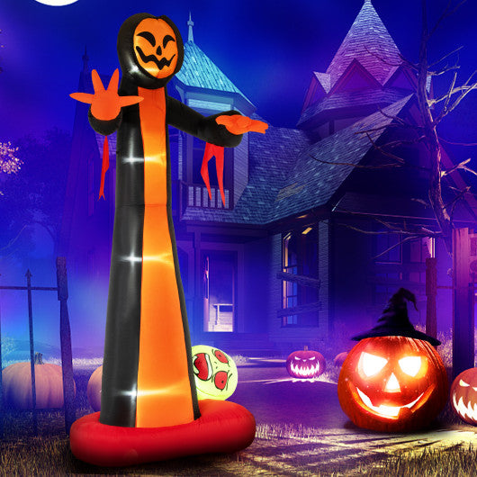 12 Feet Inflatable Grim Reaper Ghost with Built-in LED Lights and Scary Skull