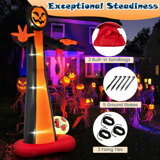 12 Feet Inflatable Grim Reaper Ghost with Built-in LED Lights and Scary Skull