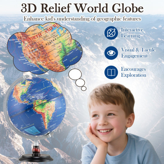 12 Inch Illuminated World Globe Antique Light up Globe Night Lamp-Navy