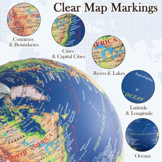 12 Inch Illuminated World Globe Antique Light up Globe Night Lamp-Navy