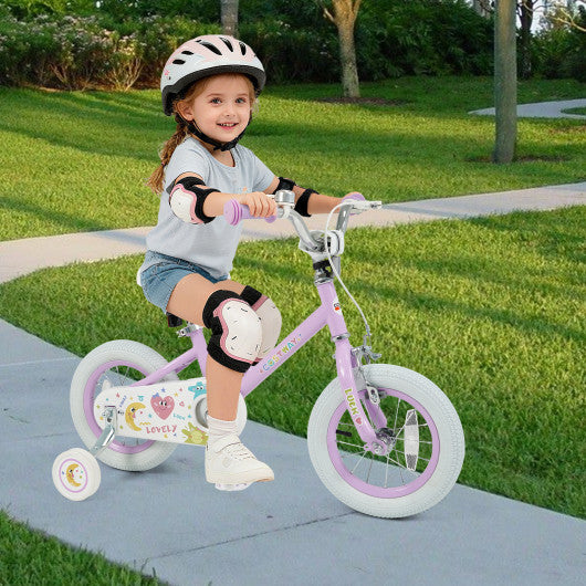 12 Inch Kids Bike Adjustable for 3-8 Years Old Children Purple - Stars & Moon
