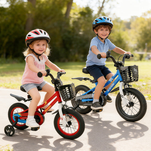 12 Inch Kids Bike Children Bicycle with Training Wheels for 3-4 Years Old-Red