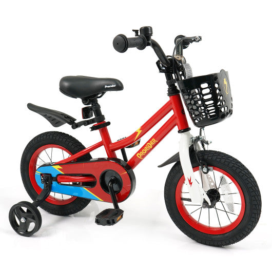 12 Inch Kids Bike Children Bicycle with Training Wheels for 3-4 Years Old-Red