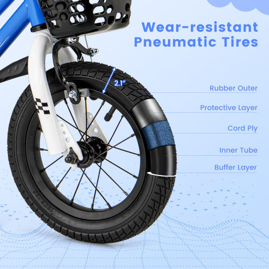 12 Inch Kids Bike Children Bicycle with Training Wheels for 3-4 Years Old-Navy