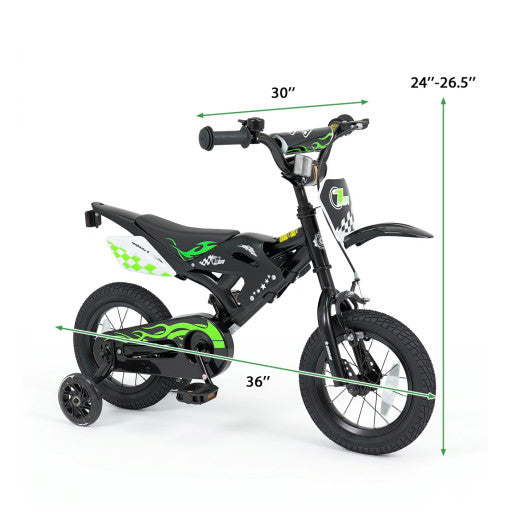 12 Inch Kids Bike Motorcycle-Inspired for Boy Girl Ages 3-4 Years-Black