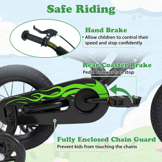 12 Inch Kids Bike Motorcycle-Inspired for Boy Girl Ages 3-4 Years-Black