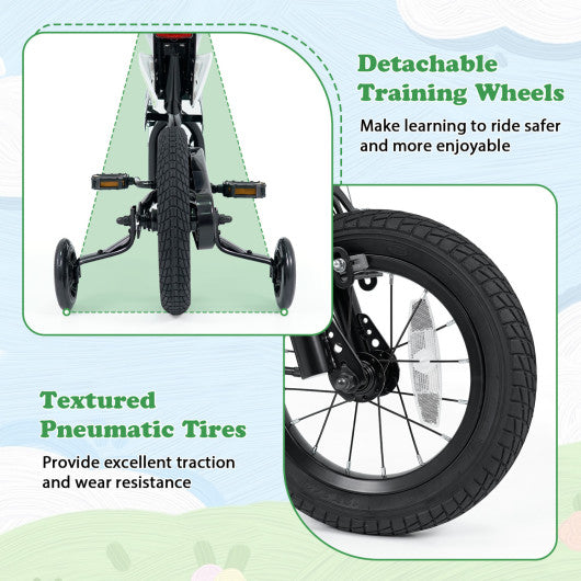 12 Inch Kids Bike Motorcycle-Inspired for Boy Girl Ages 3-4 Years-Black