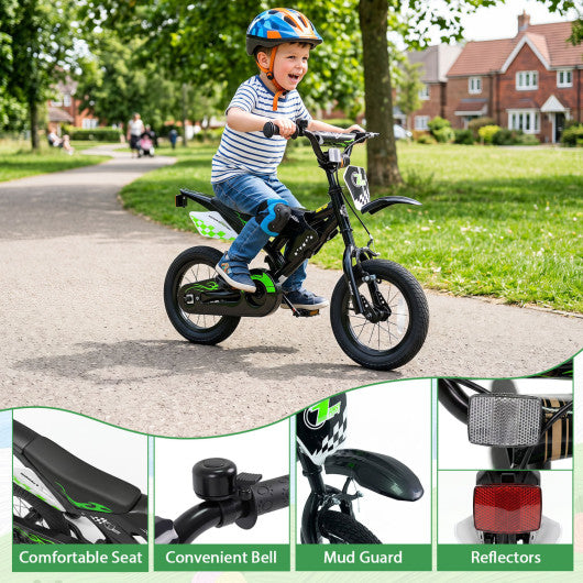 12 Inch Kids Bike Motorcycle-Inspired for Boy Girl Ages 3-4 Years-Black
