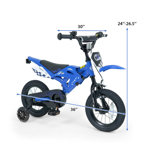 12 Inch Kids Bike Motorcycle-Inspired for Boy Girl Ages 3-4 Years-Blue