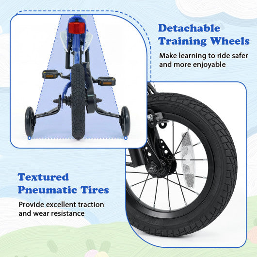12 Inch Kids Bike Motorcycle-Inspired for Boy Girl Ages 3-4 Years-Blue
