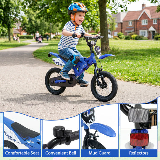 12 Inch Kids Bike Motorcycle-Inspired for Boy Girl Ages 3-4 Years-Blue
