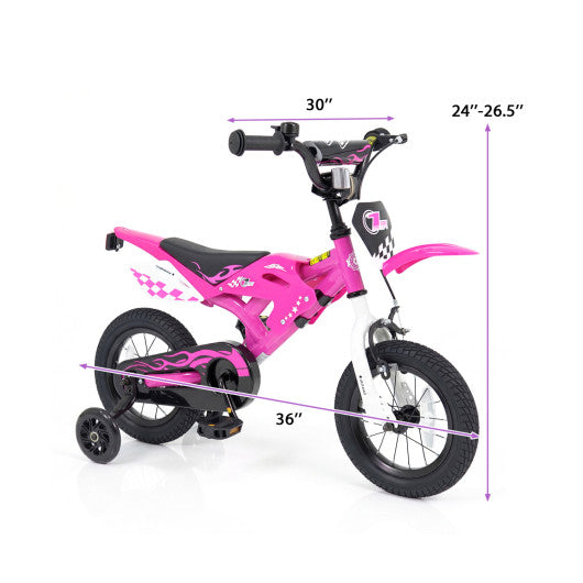 12 Inch Kids Bike Motorcycle-Inspired for Boy Girl Ages 3-4 Years-Pink